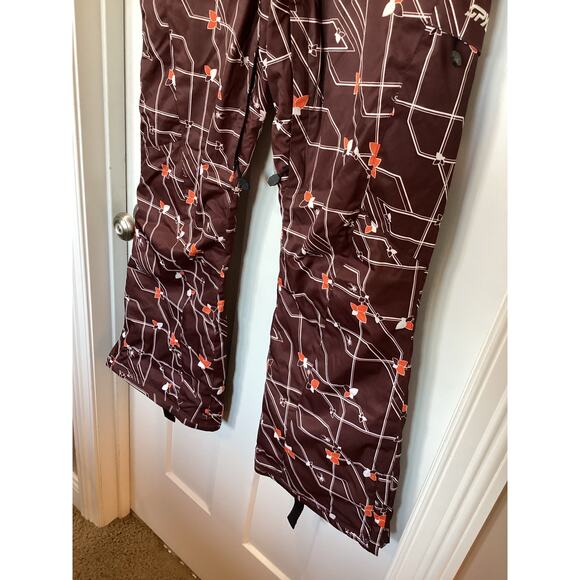 Spyder womens  Geometric Print Pockets Snow Ski Pants Snowboarding Brown Size 10 - Picture 3 of 12